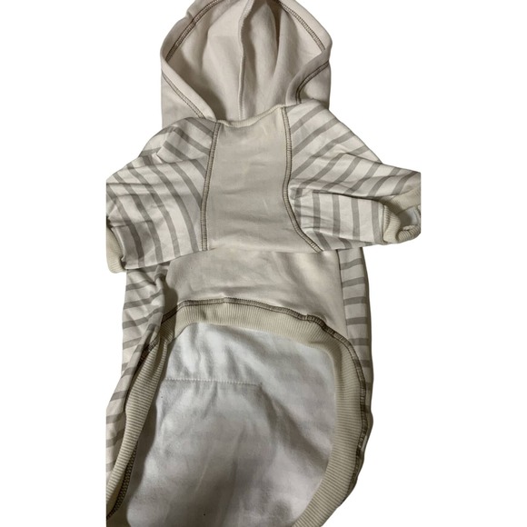2 x Lightweight Fleece Dog Hoodie Outfit - Striped Off-White & Gray - Medium - Picture 3 of 9